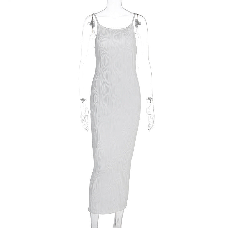 Damen Maxikleid im eleganten Wellenmuster mit Spaghettiträgern R&B