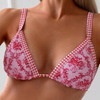 Damen Triangel-Bikini mit verspieltem Floral-Design und elastischen Trägern R&B