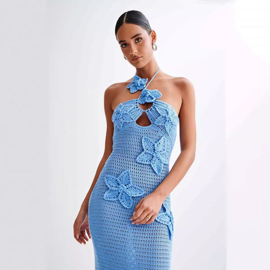 Damen Häkelkleid mit floralem Design R&B