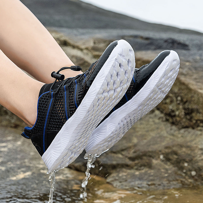 Damen nan atmungsaktiver Netzstoff-Sneaker mit Kordelzugverschluss, ultraleichter EVA-Flexsohle und gepolstertem Fersenkragen R&B