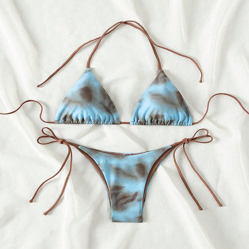 Damen Triangel-Bikini mit modischem Tie-Dye-Muster R&B