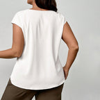 Damen elegantes Blusenoberteil mit raffinierter Faltenführung und weichem Material R&B