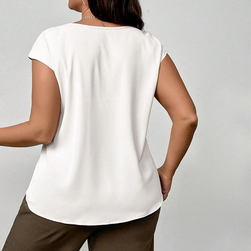Damen elegantes Blusenoberteil mit raffinierter Faltenführung und weichem Material R&B
