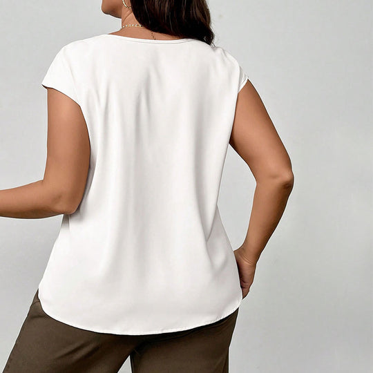 Damen elegantes Blusenoberteil mit raffinierter Faltenführung und weichem Material R&B
