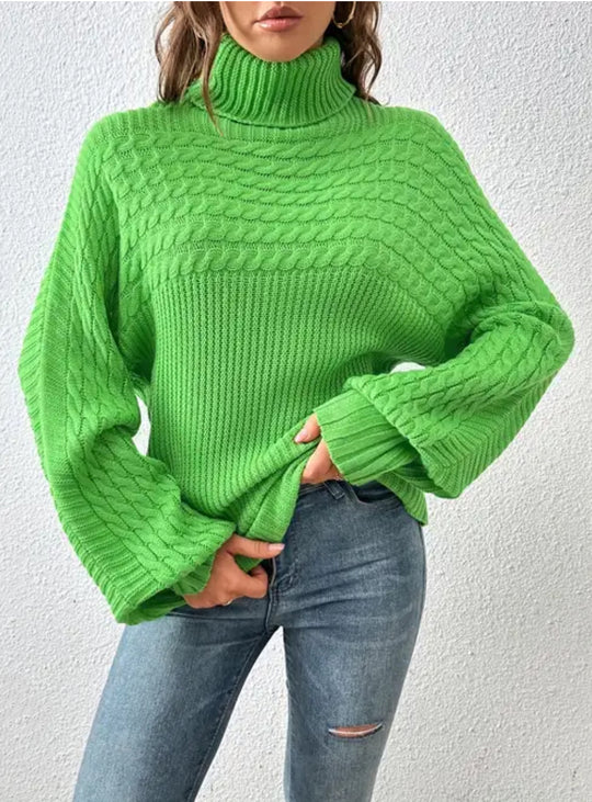 Damen Gemütlicher Rollkragenpullover mit strukturiertem Design R&B