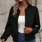 Damen leichte Bomberjacke mit gestepptem Design und praktischen Taschen R&B
