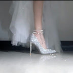 Damen glamouröse High Heels mit funkelndem Perlenschmuck R&B