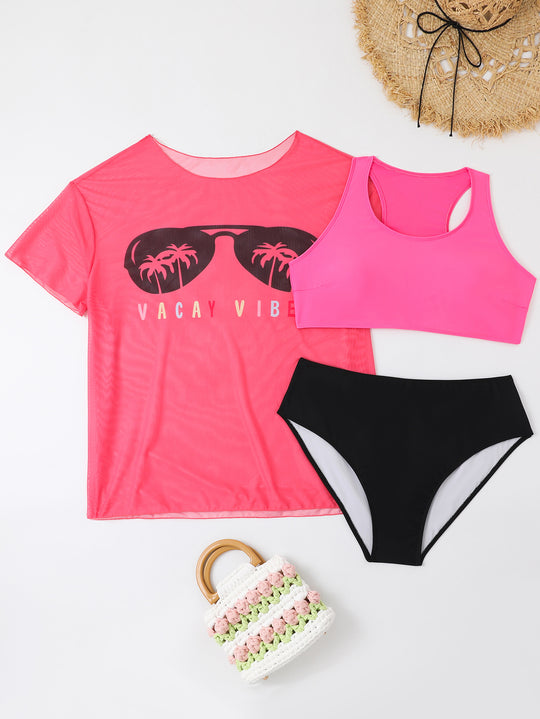 Damen Freizeit-Bikini-Set mit Netzoberteil R&B