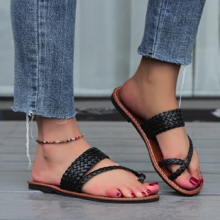 Damen bequeme Riemchen-Sandalen mit geflochtenem Design R&B