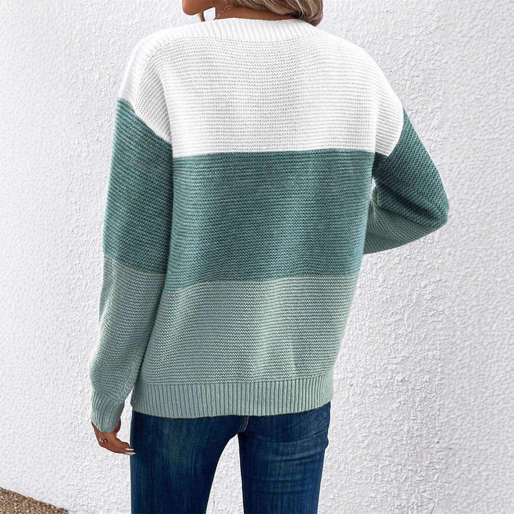 Damen Klassischer Pullover mit Streifenmuster R&B