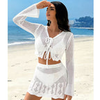 Damen Häkel-Crop-Top und Minirock Set R&B