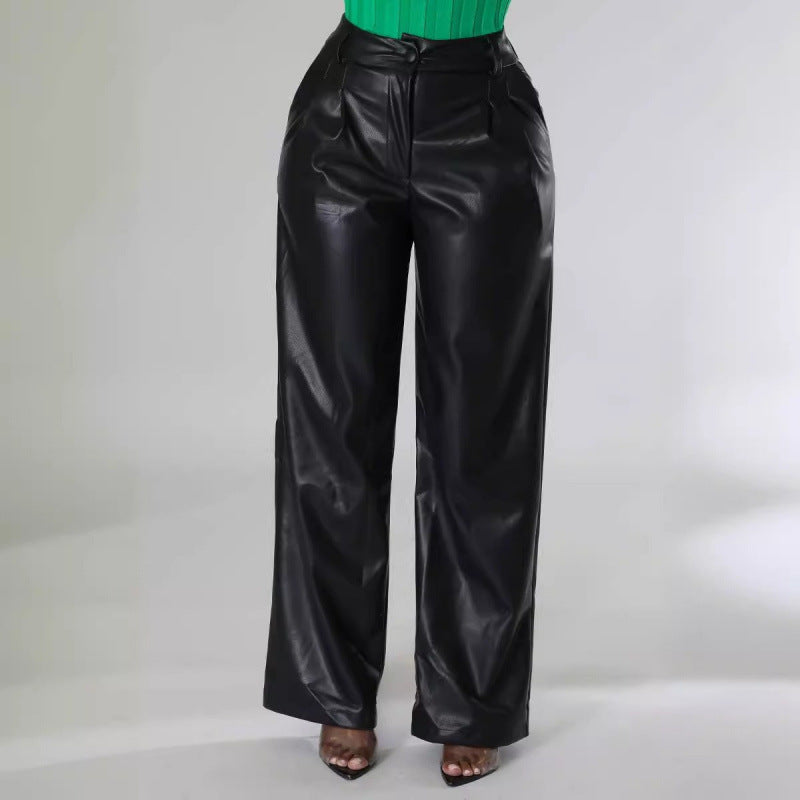 Damen Elegante und stilvolle Kunstlederhose R&B