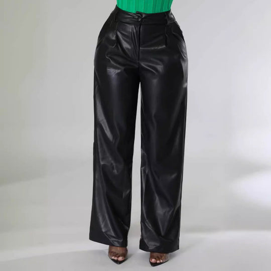 Damen Elegante und stilvolle Kunstlederhose R&B