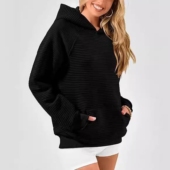 Damen Hoodie mit strukturierter Oberfläche und praktischer Kängurutasche