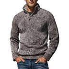 Herren nan grobgestrickter Strickpullover mit halbem Reißverschluss und hohem Stehkragen R&B