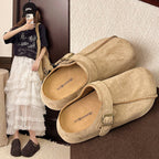 Damen bequeme Clogs aus hochwertigem Wildleder mit verstellbarem Schnallenverschluss R&B