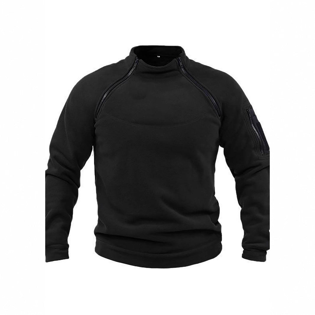 Herren Thermo-Fleecepullover mit hochschließendem Kragen und praktischen Taschen R&B