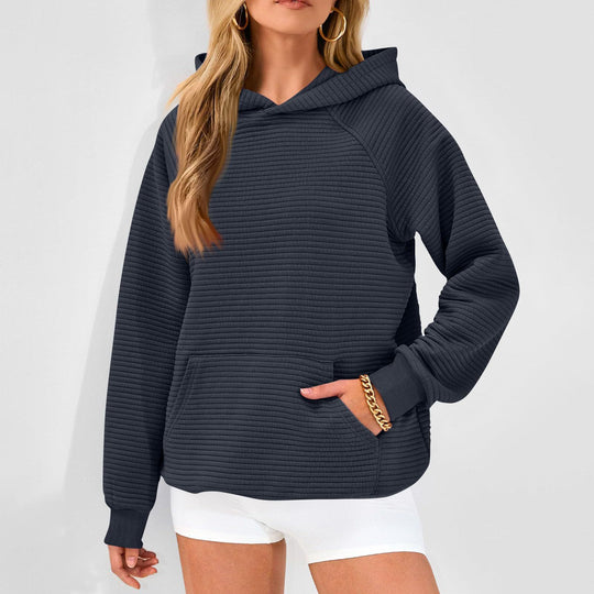 Damen Kuscheliger Waffelpullover mit Kapuze und Kängurutasche R&B