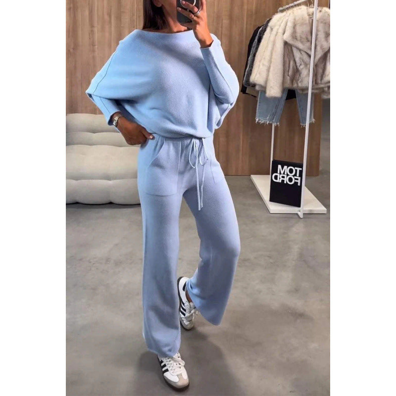 Damen bequeme Loungewear aus weichem Strickmaterial mit weitem Schnitt R&B