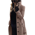 Damen eleganter Trenchcoat mit hohem Kragen R&B