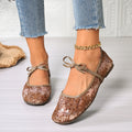 Damen Elegante Ballerinas mit dekorativem Schleifen-Design und glitzernden Applikationen R&B