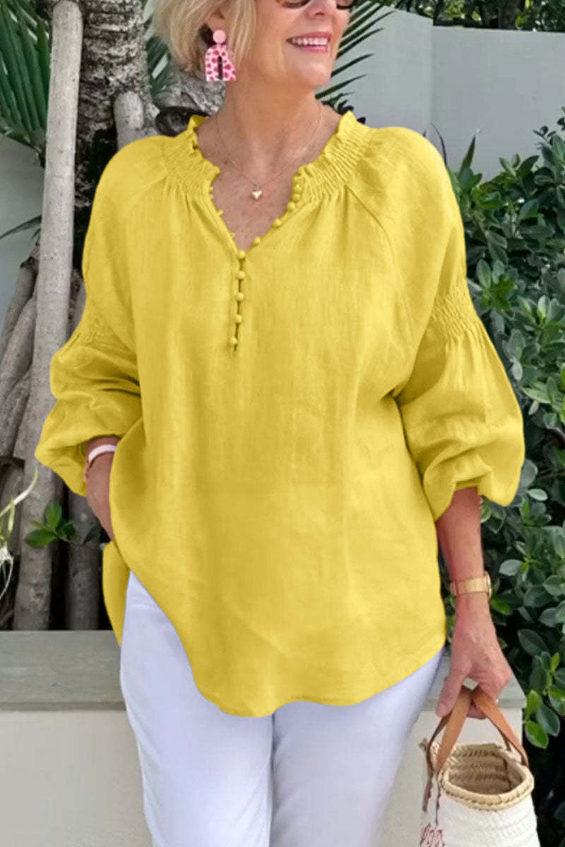 Damen luftige Bluse mit Smock-Ärmeln R&B