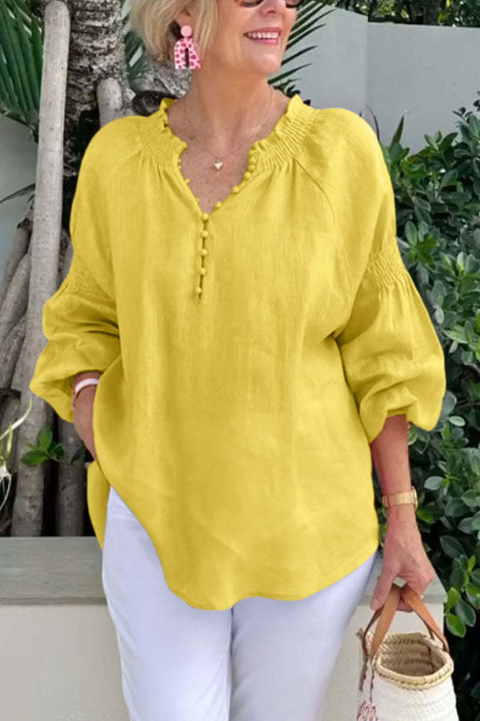 Damen luftige Bluse mit Smock-Ärmeln R&B