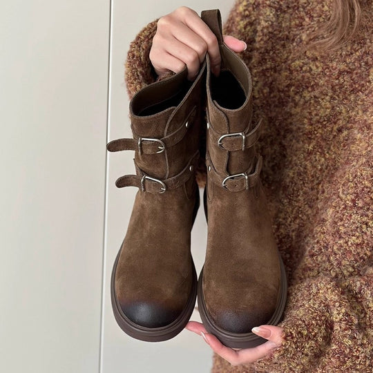 Damen Stiefeletten mit modischem Schnallenverschluss und robustem Profil R&B