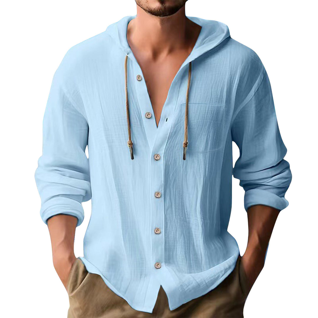 Herren lässiges Kapuzenshirt mit Knopfleiste und praktischen Taschen R&B