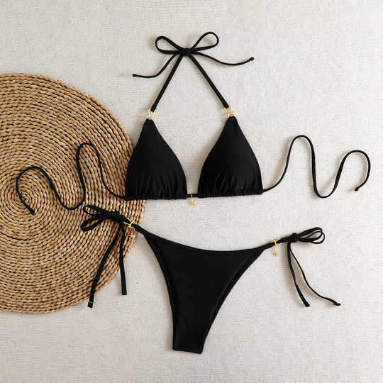 Damen Triangel-Bikini mit elegantem Knoten-Detail und modischen Akzenten R&B