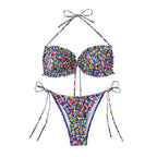 Damen Triangel-Bikini mit verstellbaren Trägern und buntem Muster