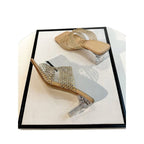 Damen transparente Mules mit schickem Netzdesign R&B