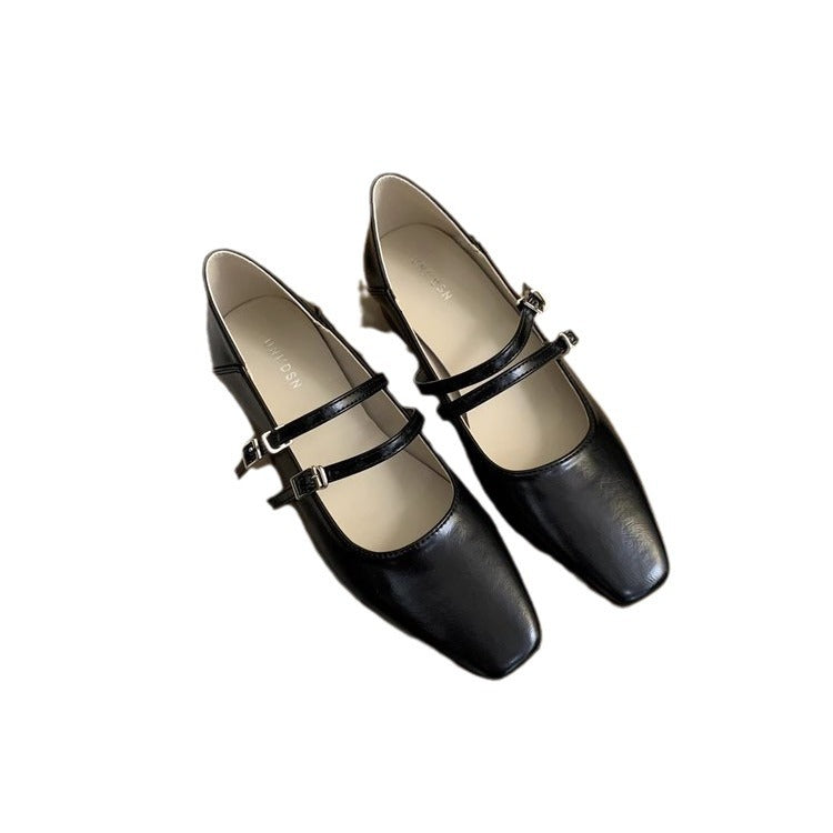 Damen elegante Mary Jane Ballerinas mit modischem Doppelriemen und komfortablem Fußbett R&B