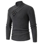 Herren Strickpullover mit asymmetrischem Kragen und dekorativem Zipper R&B