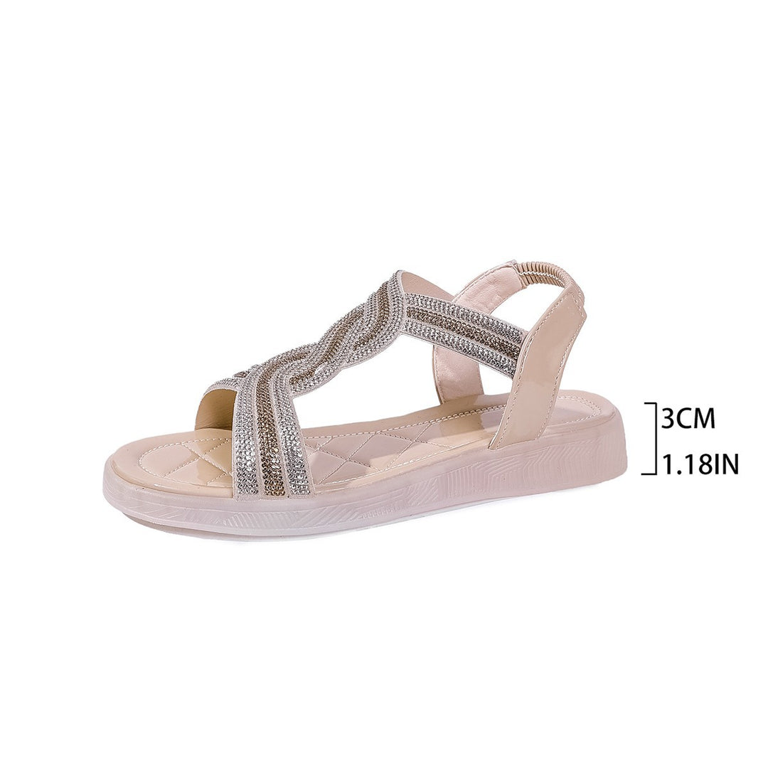 Damen Sportliche Sandalen mit funkelnden Riemchen und flexibler Sohle R&B