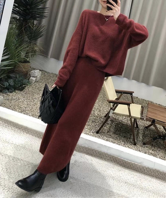 Damen Elegantes Maxikleid mit weichem Strickmaterial und lässigem Schnitt R&B