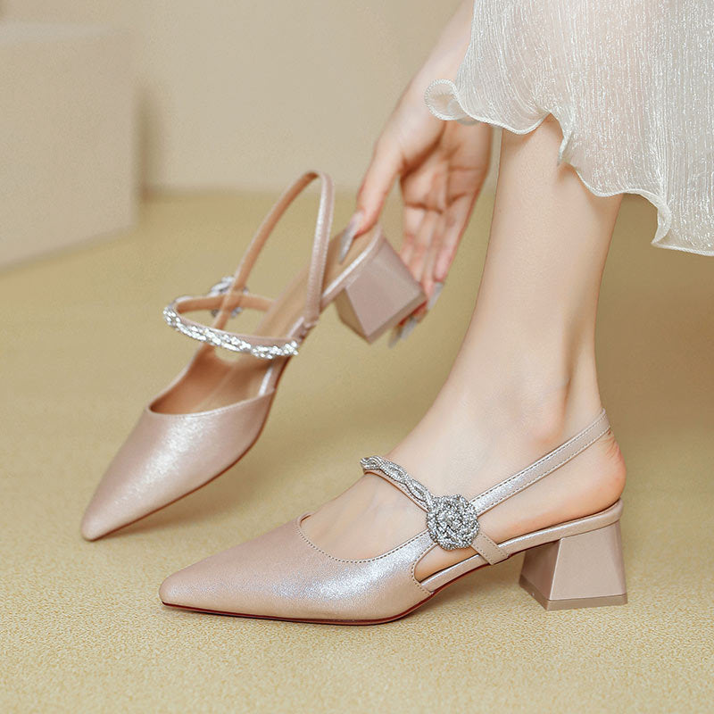 Damen Slingback-Pumps mit geschmackvollem Schmuckdetail