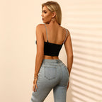 Damen Cropped Top mit dekorativen Kettenträgern und tailliertem Schnitt R&B