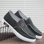 Damen lässige Slip-On Schuhe mit elastischem Einsatz und modischem Denim-Design