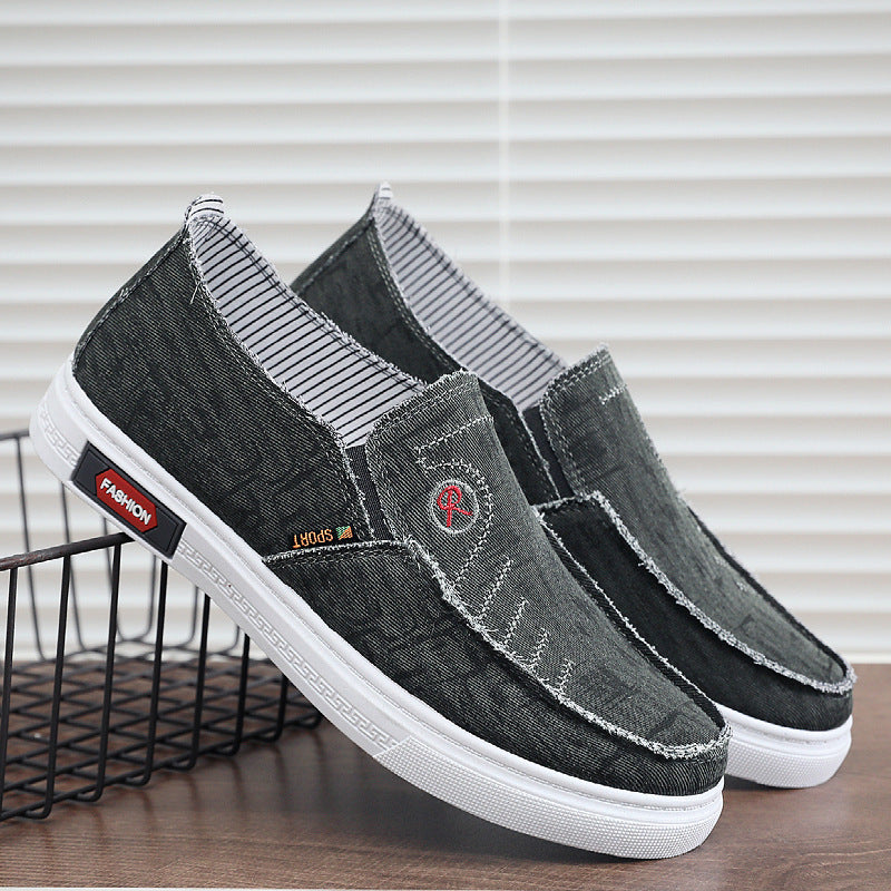 Damen lässige Slip-On Schuhe mit elastischem Einsatz und modischem Denim-Design
