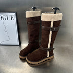Damen Fleecegefütterte Winterstiefel mit eleganten Riemen und rutschfester Sohle R&B