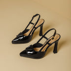 Damen Slingback-Pumps mit eleganter Schleifenapplikation