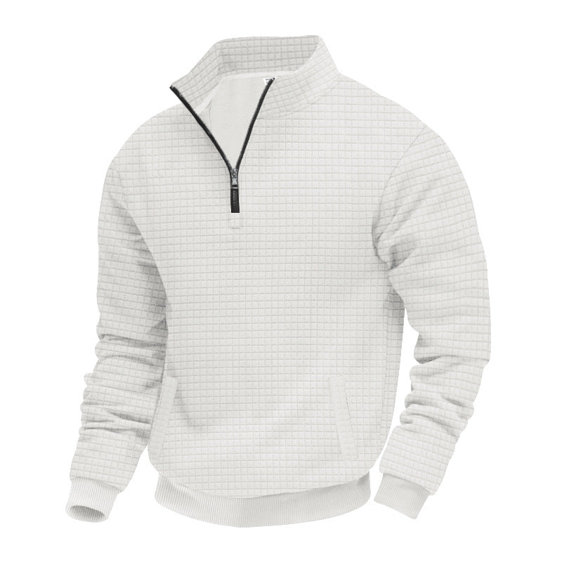 Herren Sweatshirt mit halbem Reißverschluss und strukturiertem Design R&B