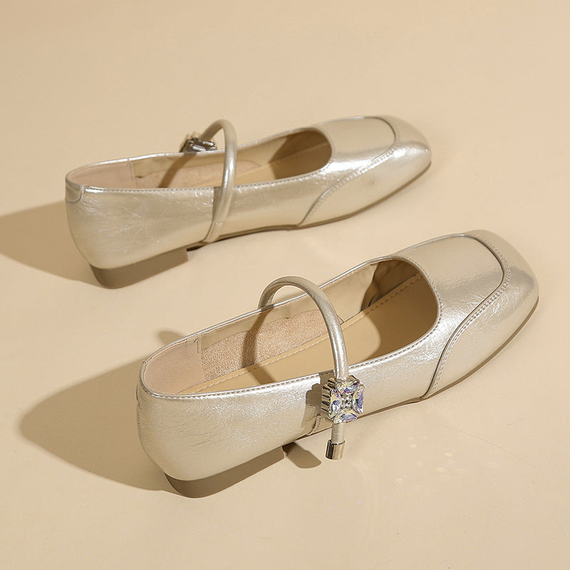 Damen Ballerinas mit dekorativem Riemen und glänzendem Finish R&B