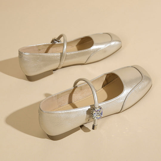 Damen Ballerinas mit dekorativem Riemen und glänzendem Finish R&B
