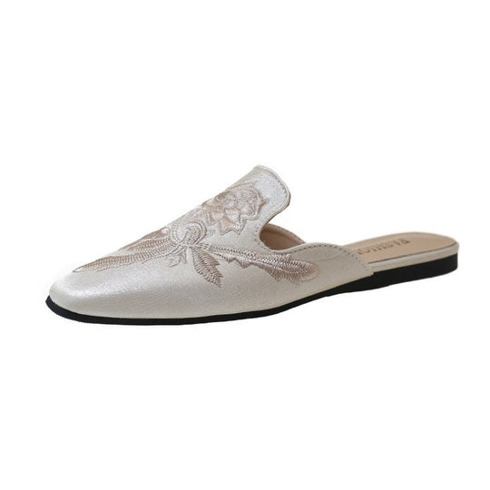 Damen elegante Mules mit floralen Stickereien R&B