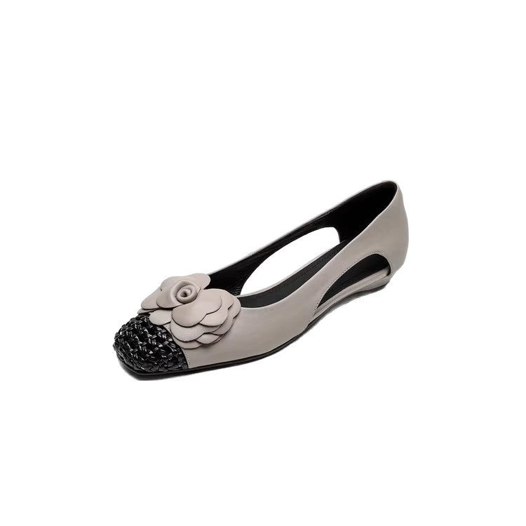 Damen Ballerina-Schuhe mit floralen Akzenten und offenem Fersenbereich R&B