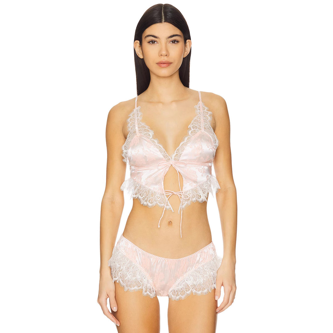 Damen Spitzen-Babydoll-Set mit Rüschendetails und schimmerndem Satin R&B