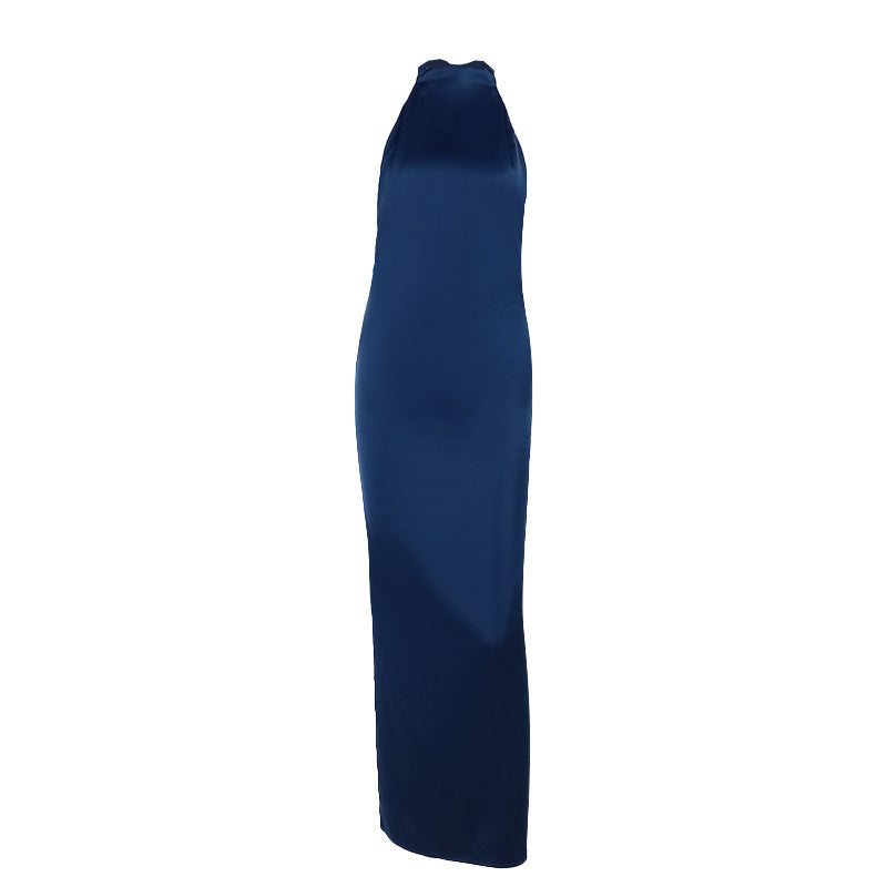 Damen elegantes Maxikleid mit tiefem V-Ausschnitt und raffiniertem Wickeldetail