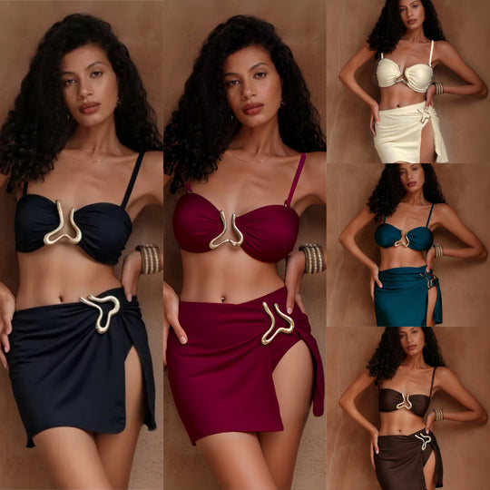 Damen Bikiniset mit elegantem Wickelrock und modischem Design R&B